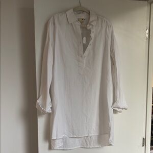 White Linen Blouse - long past the belt fit